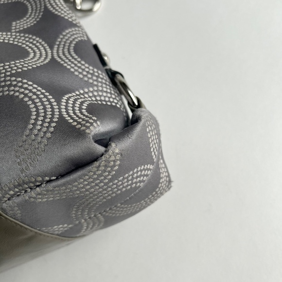 Coach Grey Canvas Patent Leather Handbag Shoulder Bag - Picture 10 of 16